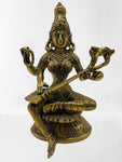 Brass Saraswati Wisdom Goddess Statue 8"