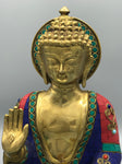 Brass Seated Buddha Statue 12"