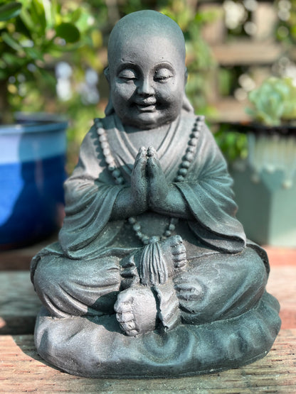 Stone Namaste Monk Statue 10"