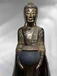 Wood Standing Buddha with Offering Bowl 69"