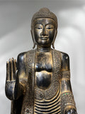 Wood Standing Abhaya Buddha Sculpture 68"