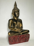 Wood Meditating Lanna Thai Buddha Statue 26" - Routes Gallery