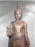 Wood Standing Thai Buddha Statue 73"