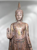 Wood Standing Thai Buddha Statue 73"