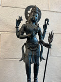 Standing Brass Shiva Statue Holding Trident 23"