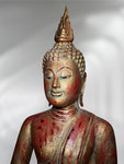 Wood Thai Earth Witness Buddha Statue 40"