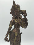 Brass Standing Goddess Tara Statue 12"