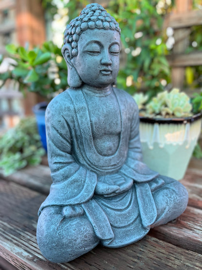 Stone Meditation Garden Buddha Statue 15"