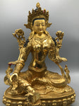 Brass Green Tara Statue 12"