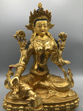 Brass Green Tara Statue 12"