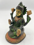 Brass Lakshmi Hindu Wealth Goddess Statue 4.5"