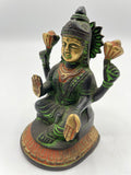 Brass Lakshmi Hindu Wealth Goddess Statue 4.5"