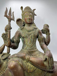 Brass Abhaya Shiva Seated on Nandi Statue 17"