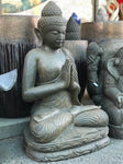 Seated Stone Namaste Buddha Sculpture 40"