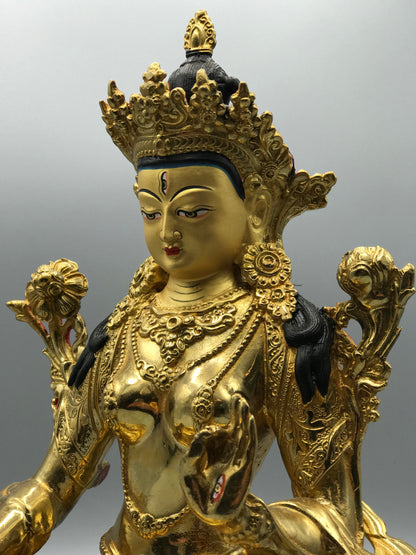 Brass White Tara Statue 12"