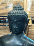 Brass Large Earth Touching Buddha 39" - Routes Gallery