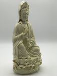 Porcelain Seated Quan Yin Holding Vase 10"