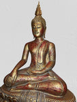 Wood Thai Earth Witness Buddha Statue 40"