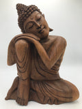 Wood Relaxing Buddha Statue 12"