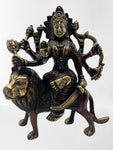 Brass Durga Statue  Seated on Lion 6.5"
