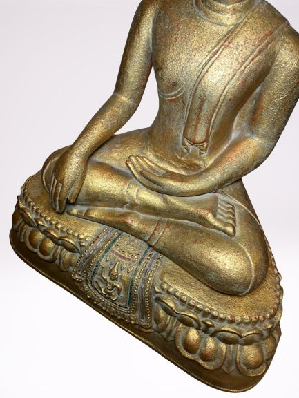 Wood Thai Earth Witness Buddha Statue 40"