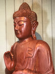 Wood Dharmachakra Buddha Statue 39" - Routes Gallery
