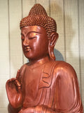Wood Dharmachakra Buddha Statue 39" - Routes Gallery