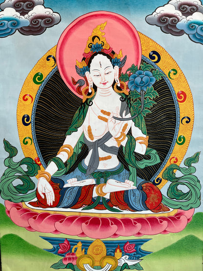White Tara Thangka Painting