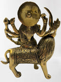 Brass Durga Hindu Goddess Statue on Lion 6"