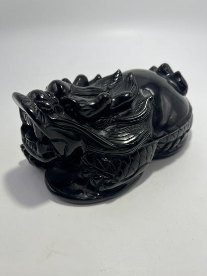 Obsidian Feng Shui Dragon Turtle 5.5"