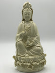 Porcelain Seated Quan Yin Holding Vase 10"