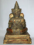 Wood Handcarved Gilded Ganesh Statue 28" - Routes Gallery