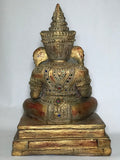 Wood Handcarved Gilded Ganesh Statue 28" - Routes Gallery
