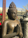 37" Stone Praying Namaste Buddha Statue