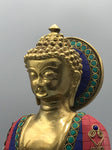 Brass Seated Buddha Statue 12"