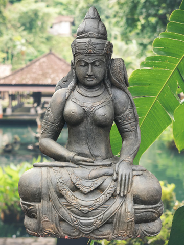 Stone Dewi Sri / Shri Devi Garden Statue 40"