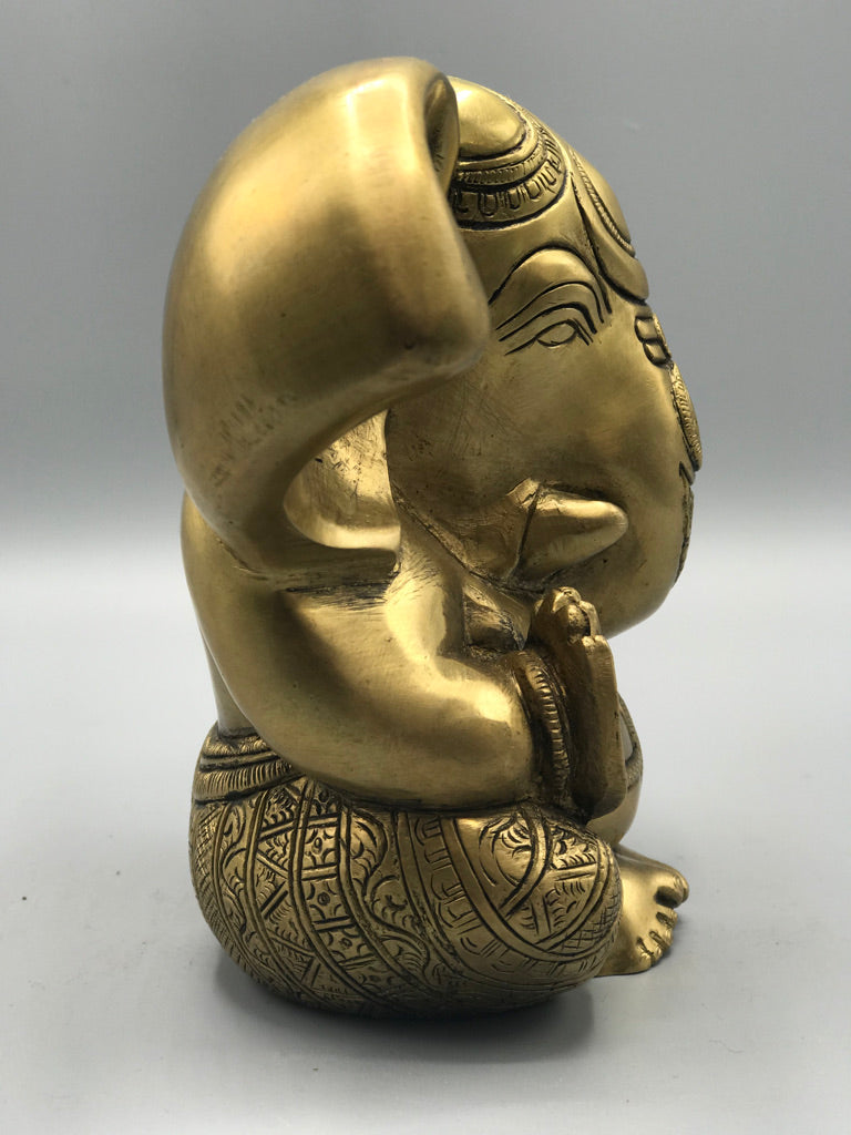 Brass Seated Ganesh Statue 5.5"
