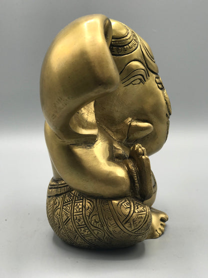 Brass Seated Ganesh Statue 5.5"