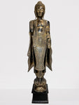 Wood Standing Abhaya Buddha Sculpture 68"