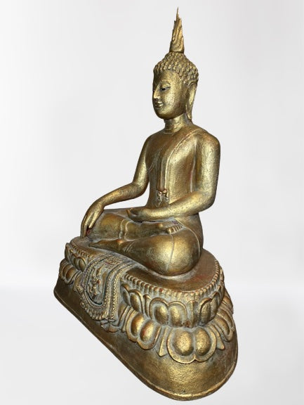 Wood Thai Earth Witness Buddha Statue 40"