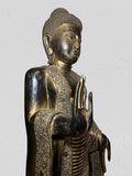 Wood Standing Abhaya Buddha Sculpture 68"