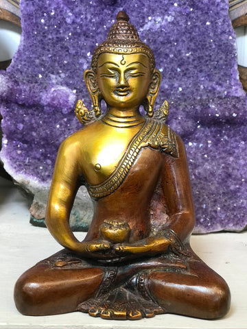 Brass Small Meditating Buddha Statue 6"