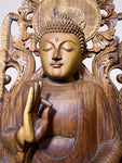 Wood Buddha Sculpture in Vitarka Mudra 45"