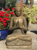 37" Stone Praying Namaste Buddha Statue