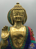 Brass Seated Buddha Statue 12"