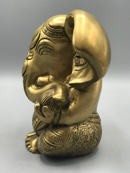 Brass Seated Ganesh Statue 5.5"