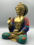 Brass Seated Buddha Statue 12"