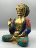 Brass Seated Buddha Statue 12"