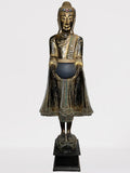 Wood Standing Buddha with Offering Bowl 69"