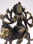 Brass Durga Statue  Seated on Lion 6.5"